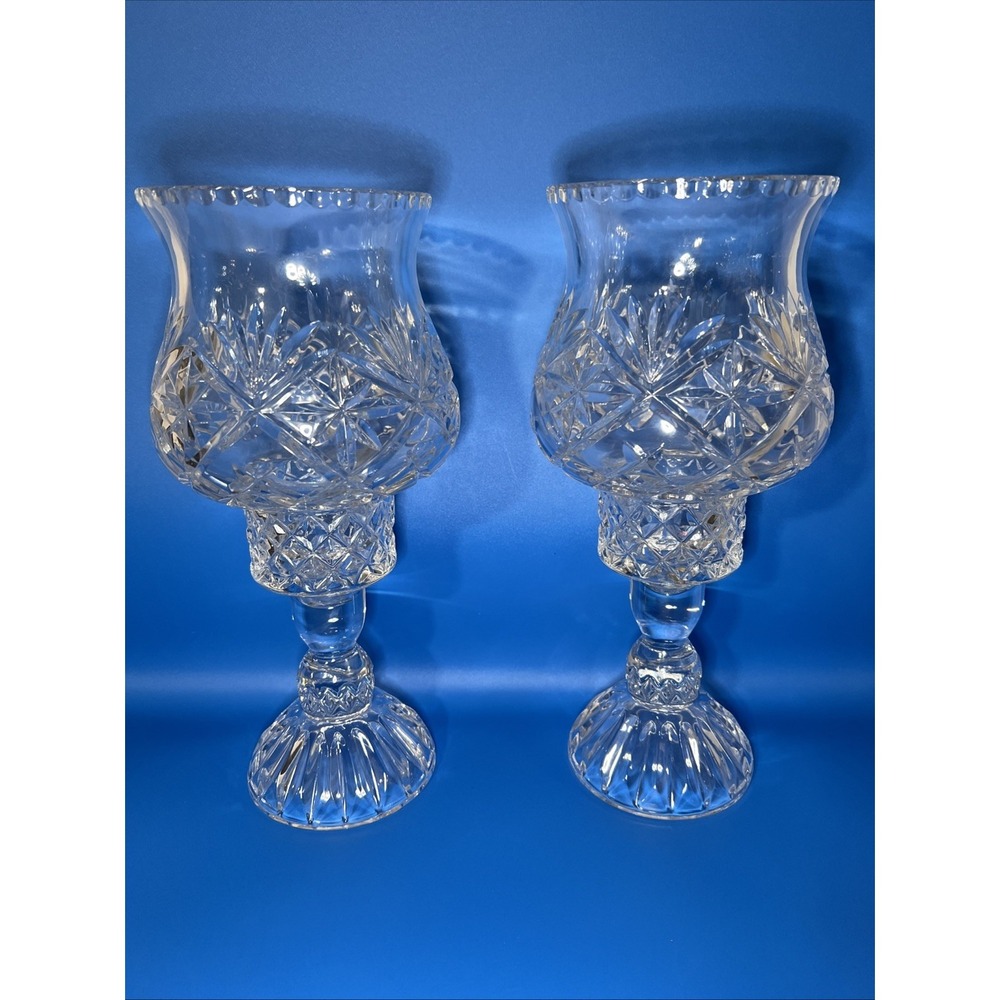 Vintage Crystal Hurricane Candleholders